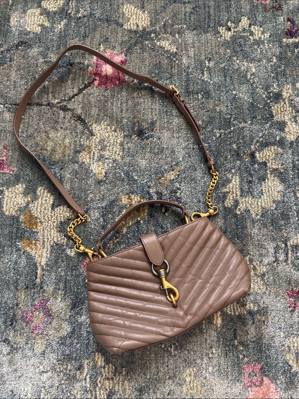 Rebecca Minkoff Quilted Leather Crossbody Bag - Taupe Brown